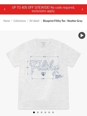 Baseball Lifestyle 101 Blueprint Filthy Tshirt! NWT!
